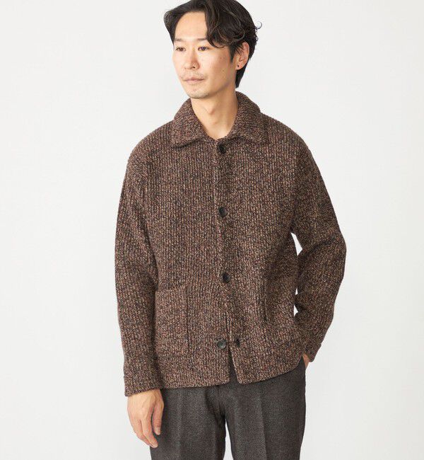 SHIPS「SHIPS: ミックス ヤーン ポロ ニット カーディガン カバーオール」|カーディガン|ブラウン