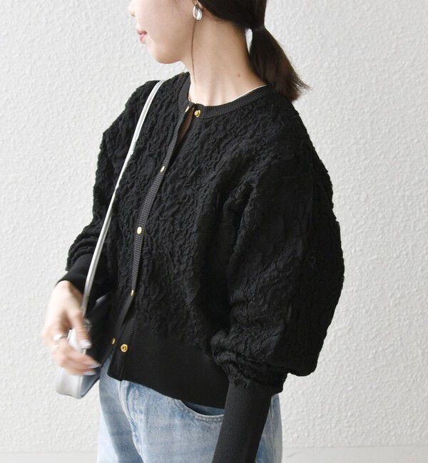 SHIPS any「【WEB限定】SHIPS any:〈手洗い可能〉ジャカード バンピー コンパクト カーディガン」|カーディガン|