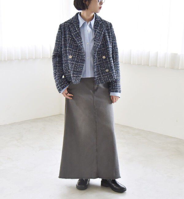 quaranciel「quaranciel: ツイード ショート テーラード ジャケット（セットアップ対応）」|テーラードジャケット|