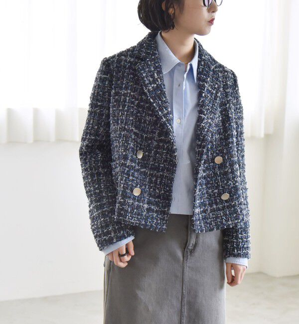 quaranciel「quaranciel: ツイード ショート テーラード ジャケット（セットアップ対応）」|テーラードジャケット|