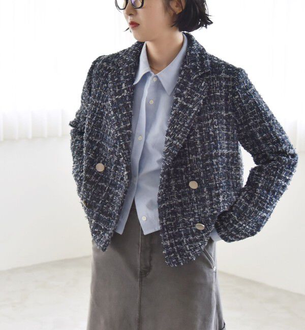 quaranciel「quaranciel: ツイード ショート テーラード ジャケット（セットアップ対応）」|テーラードジャケット|