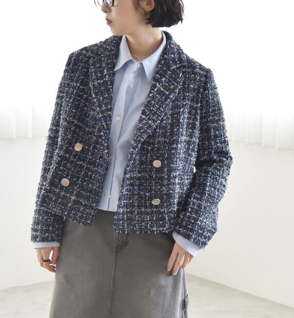 quaranciel「quaranciel: ツイード ショート テーラード ジャケット（セットアップ対応）」|テーラードジャケット|