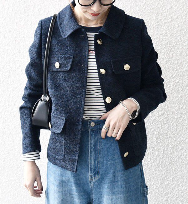 SHIPS any「SHIPS any: ツイード シングル ポケット ジャケット［NAVY BLUE］」|その他|