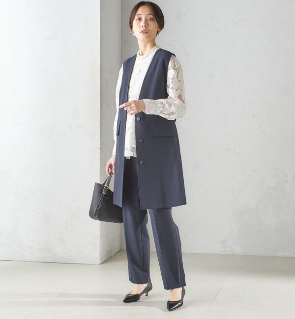 SHIPS for women「〈手洗い可能〉トリアセテート混 ロング ジレ（セットアップ対応可）」|ベスト・ジレ|