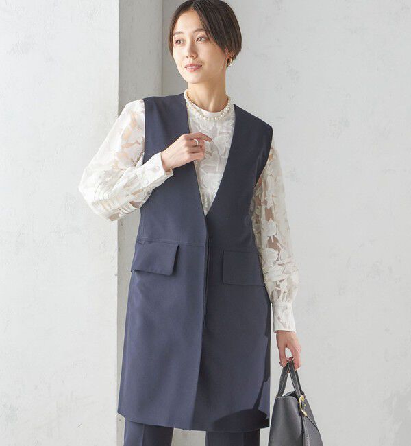 SHIPS for women「〈手洗い可能〉トリアセテート混 ロング ジレ（セットアップ対応可）」|ベスト・ジレ|