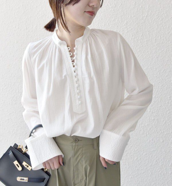 SHIPS any「SHIPS any:〈洗濯機可能〉シアー ボイル ボタン マオカラー シャツ」|シャツ・ブラウス|