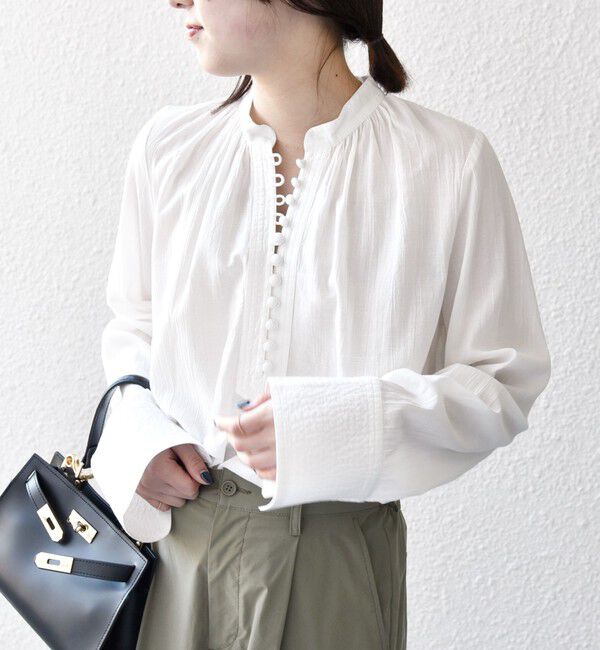 SHIPS any「SHIPS any:〈洗濯機可能〉シアー ボイル ボタン マオカラー シャツ」|シャツ・ブラウス|