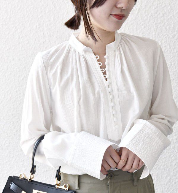 SHIPS any「SHIPS any:〈洗濯機可能〉シアー ボイル ボタン マオカラー シャツ」|シャツ・ブラウス|