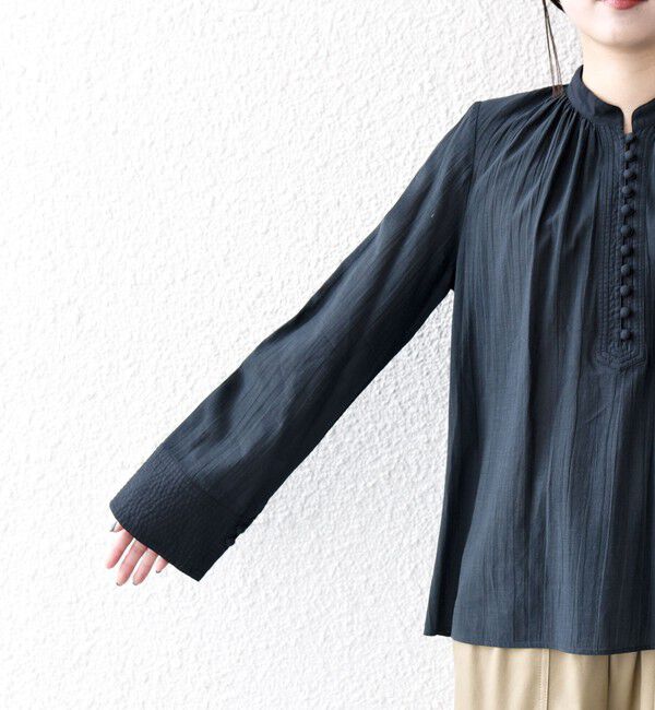 SHIPS any「SHIPS any:〈洗濯機可能〉シアー ボイル ボタン マオカラー シャツ」|シャツ・ブラウス|