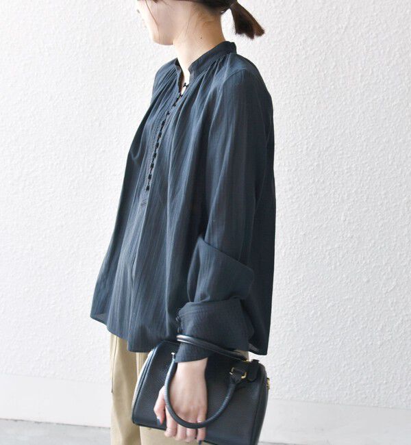 SHIPS any「SHIPS any:〈洗濯機可能〉シアー ボイル ボタン マオカラー シャツ」|シャツ・ブラウス|