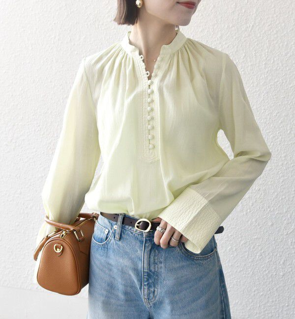 SHIPS any「SHIPS any:〈洗濯機可能〉シアー ボイル ボタン マオカラー シャツ」|シャツ・ブラウス|