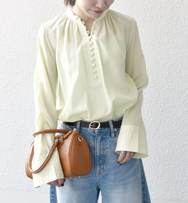 SHIPS any「SHIPS any:〈洗濯機可能〉シアー ボイル ボタン マオカラー シャツ」|シャツ・ブラウス|