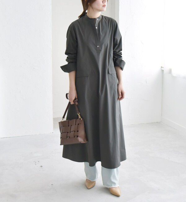 quaranciel「quaranciel:〈洗濯機可能〉タイプライターライク スタンドカラー シャツワンピース」|ワンピース|