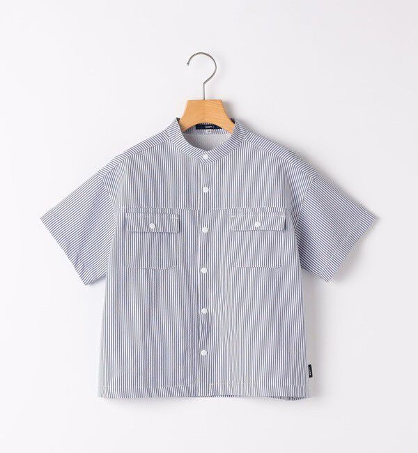 SHIPS KIDS「SHIPS KIDS:140～160cm /〈UVカット/吸水速乾〉ドライタッチ ストライプ シャツ」|シャツ・ブラウス|ブルー系
