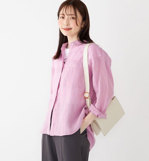 SHIPS Colors 「SHIPS Colors:〈洗濯機可能〉ユーロ リネン (EURO Linen) オーバー シャツ◇」|シャツ・ブラウス|ピンク