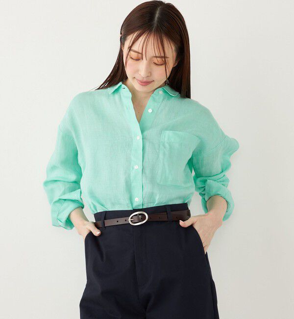 SHIPS Colors 「SHIPS Colors:〈洗濯機可能〉ユーロ リネン (EURO Linen) オーバー シャツ◇」|シャツ・ブラウス|ライトグリーン