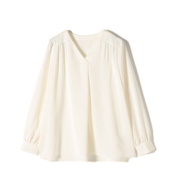 SHIPS for women「〈手洗い可能〉バックサテン Vネック ロング スリーブ ブラウス」|シャツ・ブラウス|