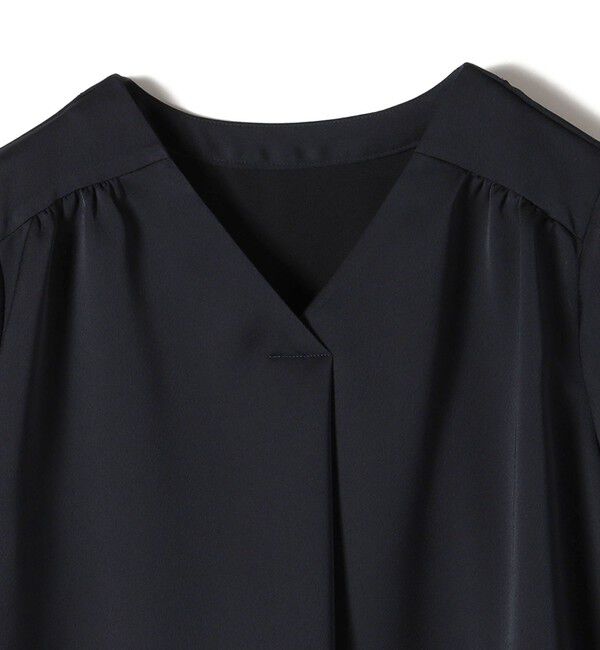 SHIPS for women「〈手洗い可能〉バックサテン Vネック ロング スリーブ ブラウス」|シャツ・ブラウス|