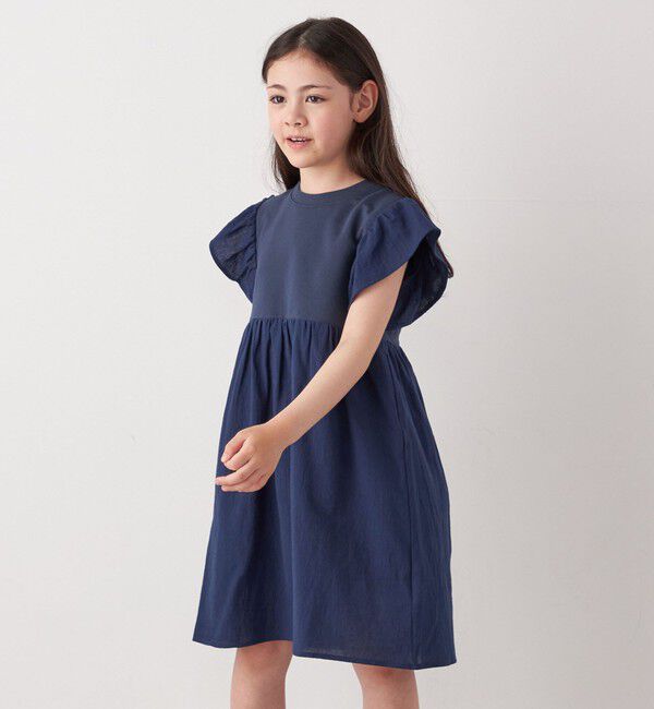 SHIPS any「SHIPS any: 〈洗濯機可能〉フリル ギャザー 切り替え ワンピース <KIDS>」|ワンピース|ネイビー
