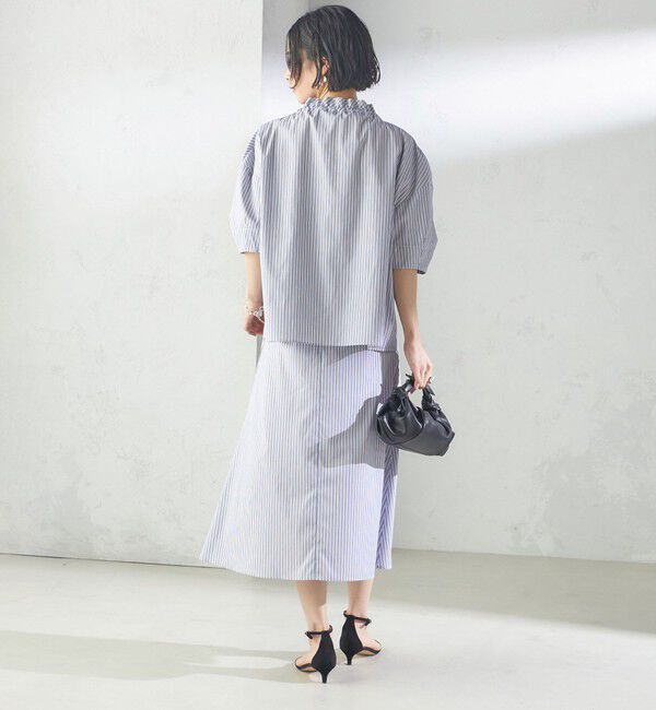 SHIPS for women「〈手洗い可能〉ストライプ フロント ポケット フレア スカート」|スカート|