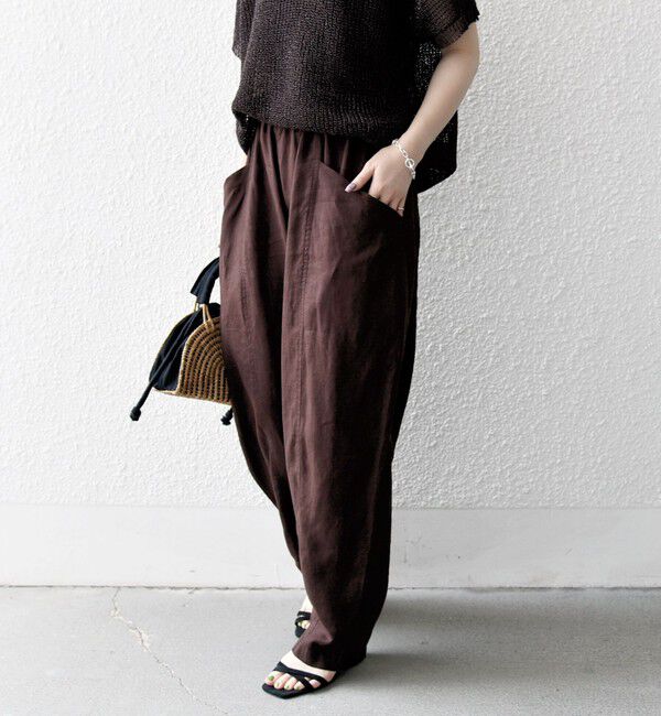 SHIPS any「SHIPS any:〈洗濯機可能〉ヨーロピアンフラックス リネン コクーン イージー パンツ」|その他|ブラウン