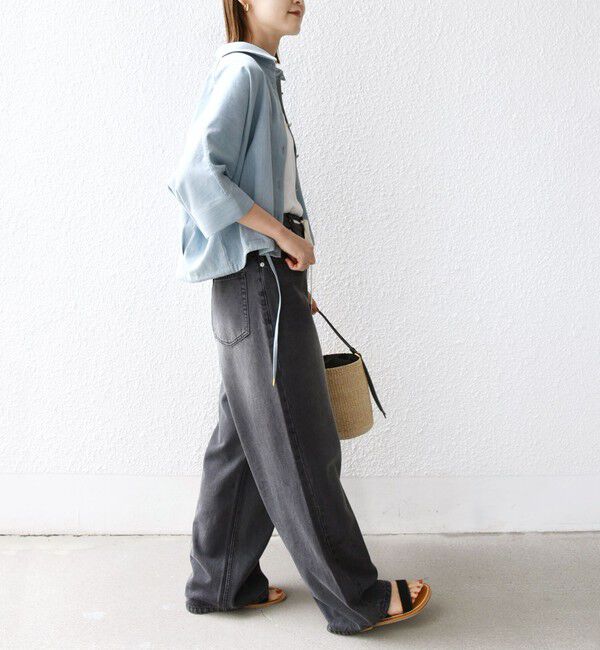 SHIPS for women「【WEB限定】〈手洗い可能〉デニム ライク タック 裾 ドロスト 羽織 シャツ」|シャツ・ブラウス|