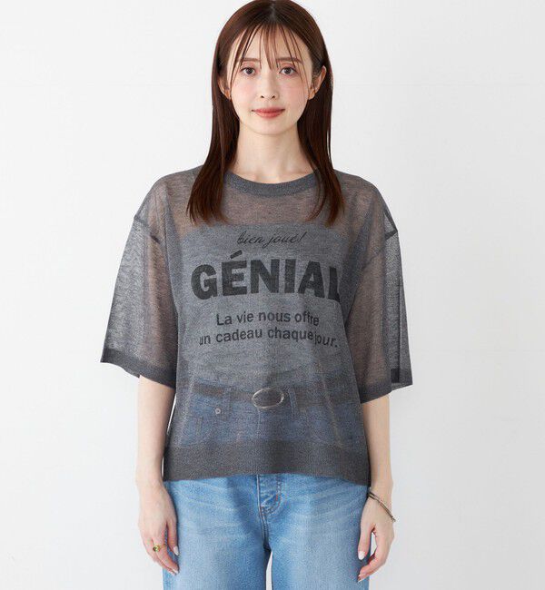 SHIPS Colors 「SHIPS Colors〈手洗い可能〉シアー ロゴ ニット TEE」|ニット・セーター|