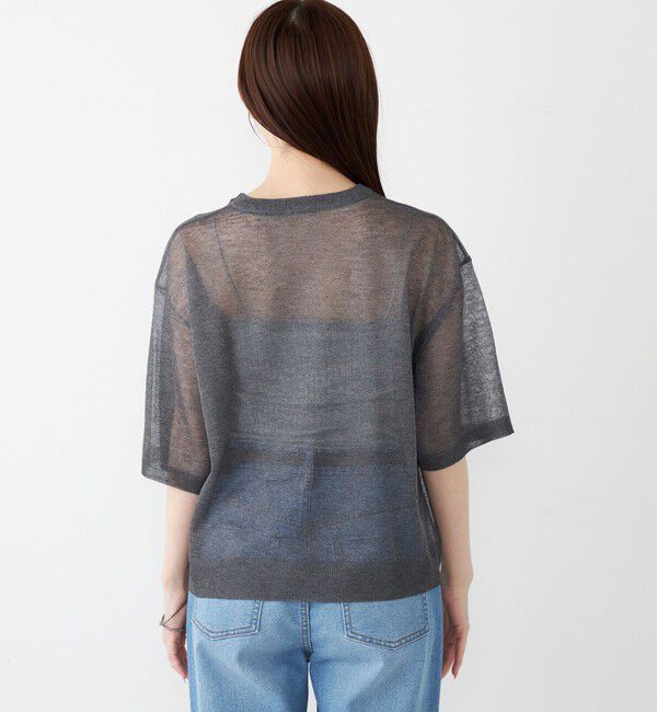 SHIPS Colors 「SHIPS Colors〈手洗い可能〉シアー ロゴ ニット TEE」|ニット・セーター|