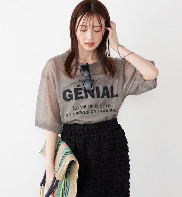 SHIPS Colors 「SHIPS Colors〈手洗い可能〉シアー ロゴ ニット TEE」|ニット・セーター|ブラウン