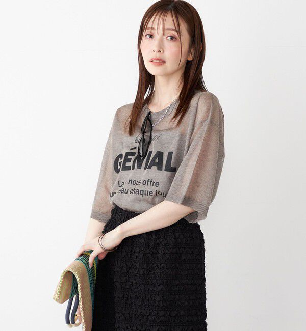 SHIPS Colors 「SHIPS Colors〈手洗い可能〉シアー ロゴ ニット TEE」|ニット・セーター|