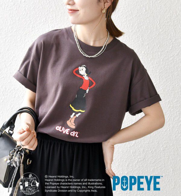 SHIPS any「SHIPS any:〈洗濯機可能〉OLIVE OYL(TM) プリント TEE」|Tシャツ・カットソー|ブラウン