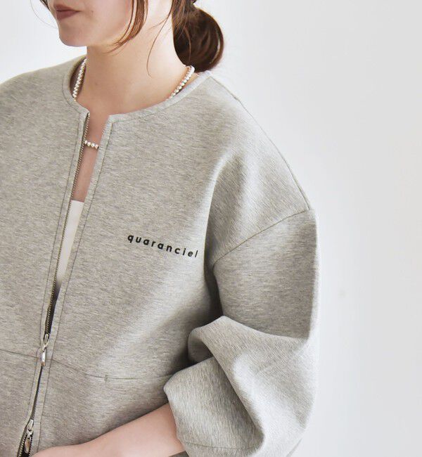 quaranciel「quaranciel:〈洗濯機可能〉ポンチ ロゴプリント スウェット ジップ ブルゾン カーディガン」|スウェット・ジャージ|