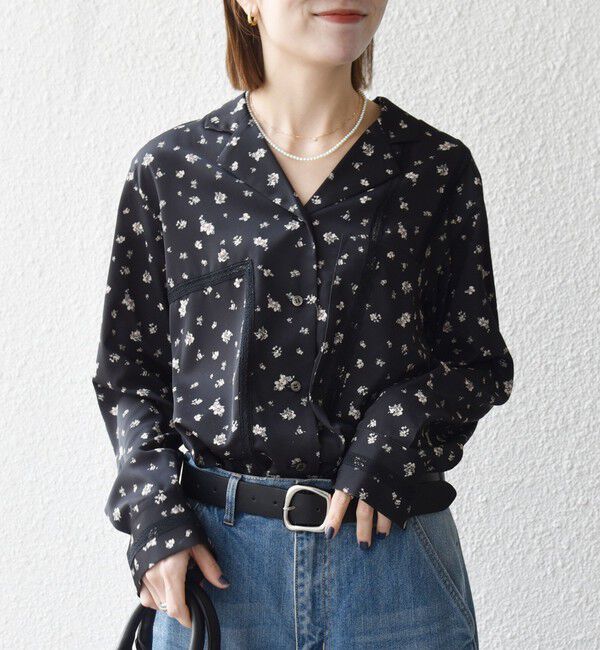 SHIPS any「《予約》SHIPS any:〈洗濯機可能〉フラワー プリント オープンカラー シャツ」|シャツ・ブラウス|