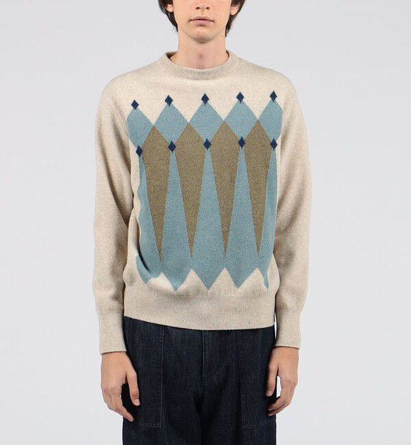 TOMORROWLAND MENS「TOMORROWLAND tricot ラムウール アーガイル クルーネックプルオーバー」|ニット・セーター|