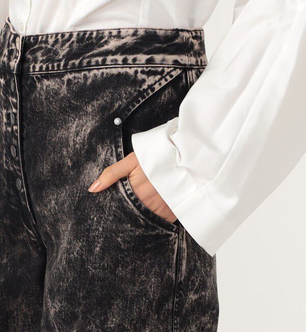 DES PRES「ケミカルウォッシュデニム ハイウエストラウンドパンツ」|デニム|