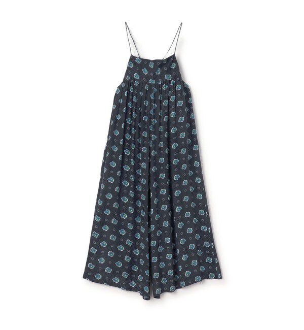 SOULEIADO「レーヨンシャンタンプリント コンビネゾン」|オールインワン|18 ブラック系