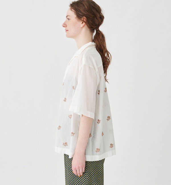 SOULEIADO「コットンボイルエンブロイダリー ハーフスリーブシャツ」|シャツ・ブラウス|