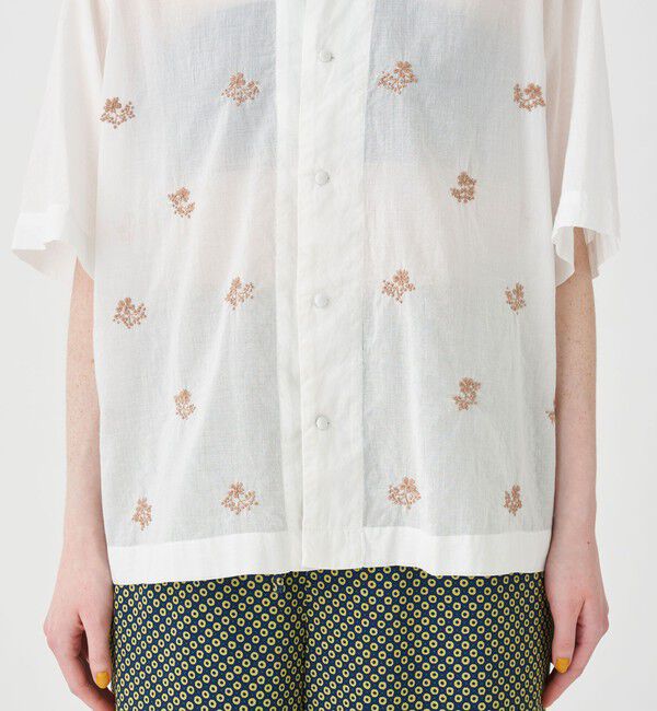 SOULEIADO「コットンボイルエンブロイダリー ハーフスリーブシャツ」|シャツ・ブラウス|