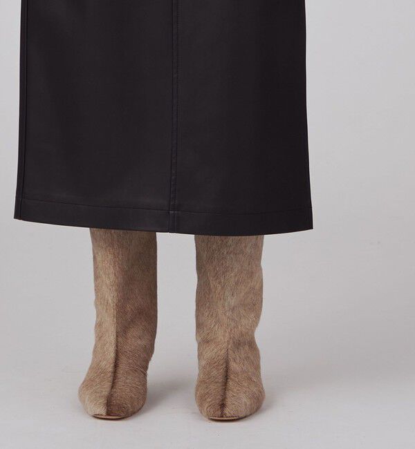 MACPHEE「レザーライク Iラインスカート」|タイト|