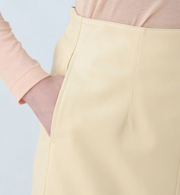 MACPHEE「レザーライク Iラインスカート」|タイト|