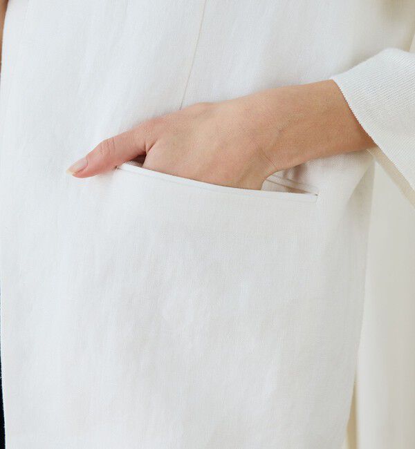 DES PRES「ファブリックコンビ Vカラージャケット」|ノーカラージャケット|