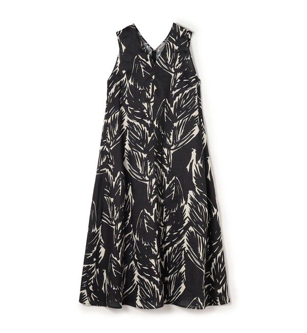 TOMORROWLAND GOODS「WRITEWELL　リーフパターンVネックドレス」|ワンピース|18 ブラック系