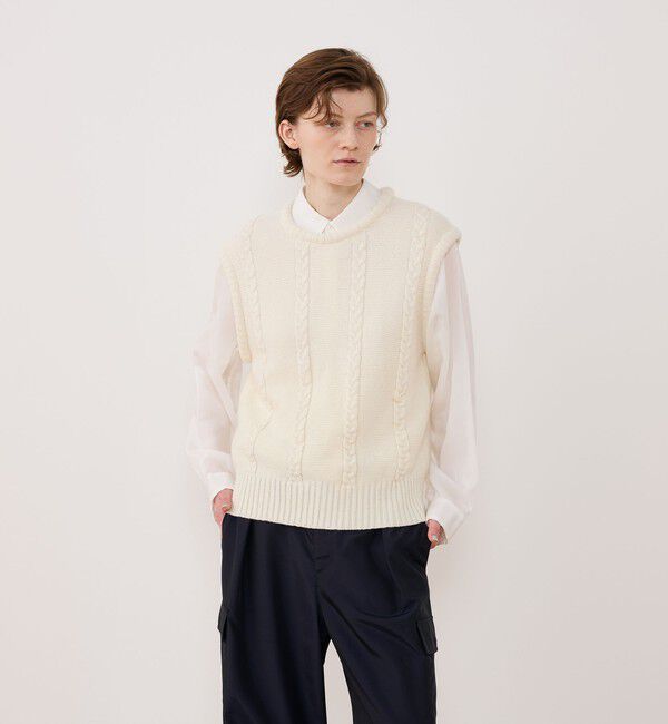 GALERIE VIE「ウールヘンプケーブル クルーネックベスト」|ベスト・ジレ|