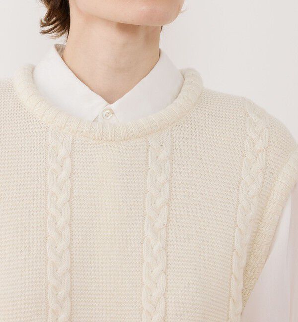 GALERIE VIE「ウールヘンプケーブル クルーネックベスト」|ベスト・ジレ|