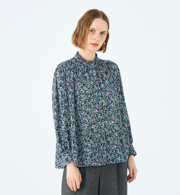 Ballsey「ブローフラワープリント フリルブラウス」|シャツ・ブラウス|