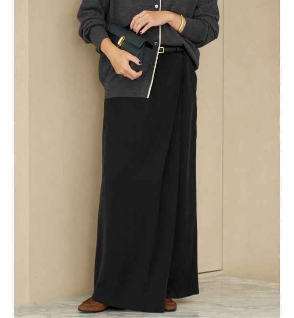 Plage「cupura satin wrap スカート」|スカート|ブラック