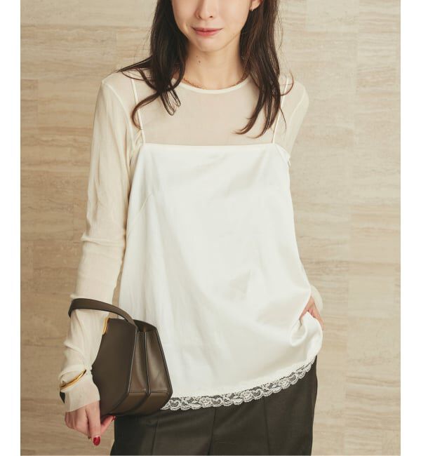 Plage「layered lace satin キャミソール」|キャミソール|ホワイト