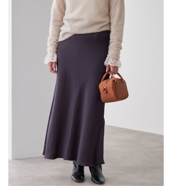 IENA「《追加9》ダブルサテンスカート」|スカート|ブラウン