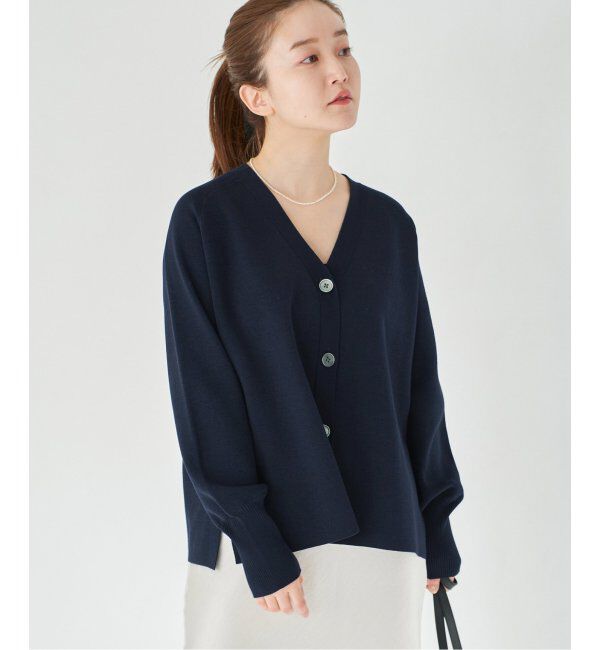 IENA「ファインコットンスムース Vネックカーディガン」|カーディガン|
