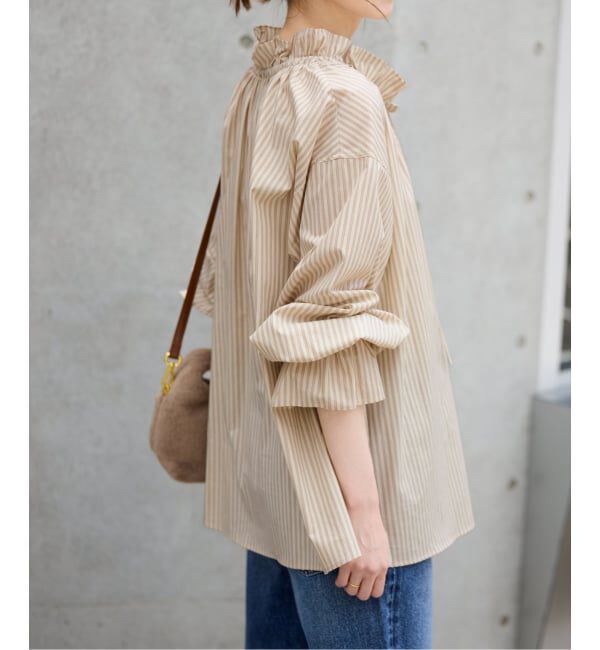 SLOBE IENA「《一部WEB・店舗限定カラーあり》タイプライターフリルカラーブラウス」|シャツ・ブラウス|